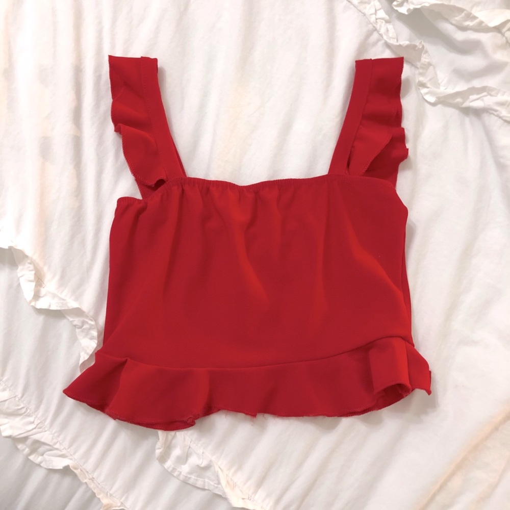 Red Frilly Top!